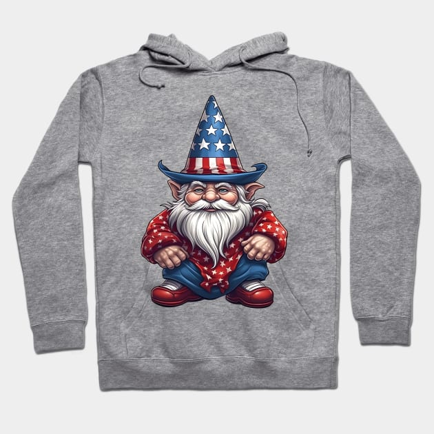 4th of July Gnome #1 Hoodie by Chromatic Fusion Studio